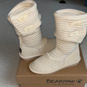 Bearpaw Knit Wool and Leather Boots New